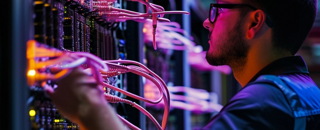 Technician with Network Rack